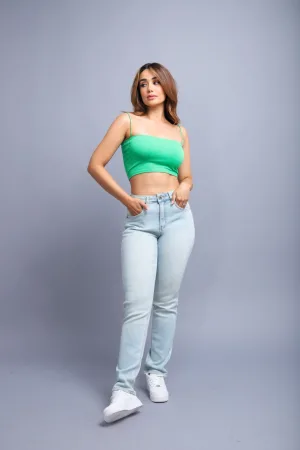 PANTALON KYRATH MODA WIDE LEG FIT (RIGIDO) MEZCLILLA AZUL MEDIO