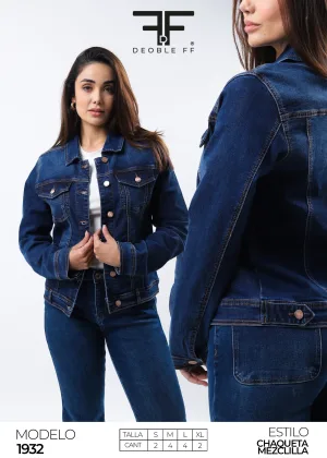 CHAMARRA MEZCLILLA DEOBLE FF BOLSAS DELANTE MEZCLILLA AZUL MEDIO OSCURO V S-XL