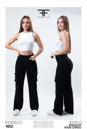 PANTALON DEOBLE FF MODA STRAIGHT WIDE FIT MEZCLILLA AZUL OSCURO B 1-15