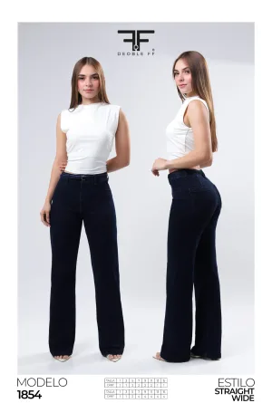 PANTALON DEOBLE FF MODA STRAIGHT WIDE FIT MEZCLILLA AZUL OSCURO B 1-15