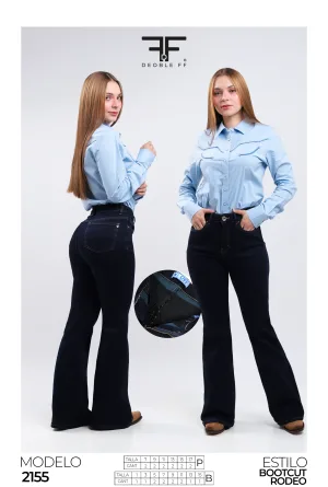 PANTALON DEOBLE FF MODA BOOTCUT RODEO MEZCLILLA AZUL OBSCURO